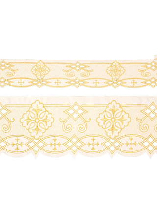 Altar cloth fabric with front embroidery Ecru rosette stain-resistant