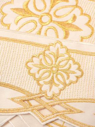 Altar cloth fabric with front embroidery Ecru rosette stain-resistant