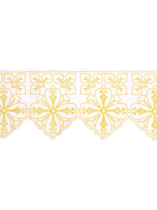 Altar Cloth Length Ecru Rosette with Front Embroidery and Stain-Resistant Fabric