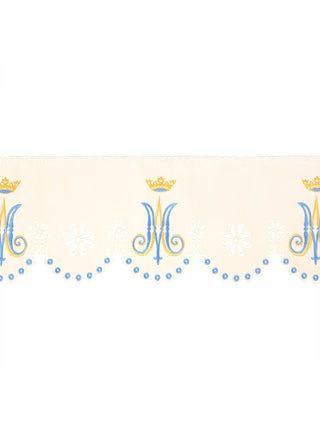 Altar Cloth with Marian Front Embroidery, Stain-Resistant