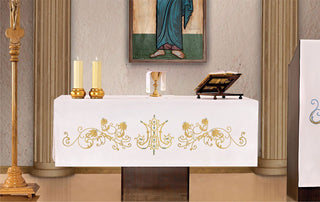 Altar Cloth with Stain-Resistant Marian Embroidery