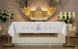 Altar Cloth with Blue Marian Embroidery