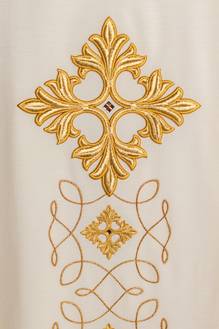 Chasuble with embroidery and stones, turtleneck collar, limited edition