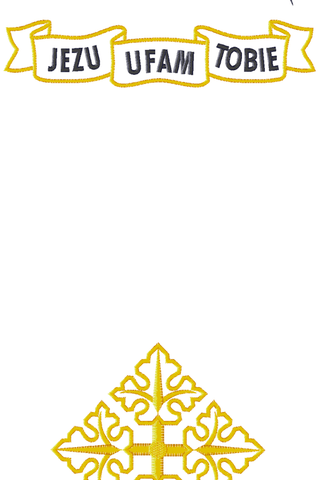 Embroidered Chasuble of Merciful Jesus with IHS in Ecru Color