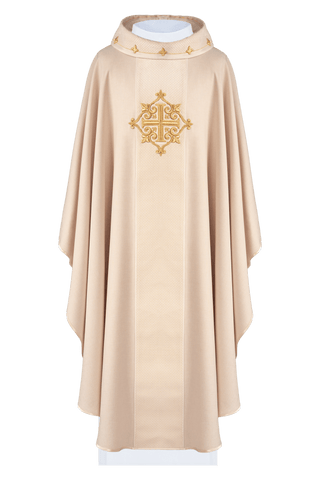 Velvet chasuble with an embroidered Ecru cross