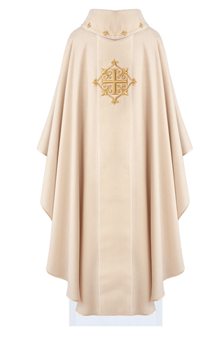 Velvet chasuble with an embroidered Ecru cross