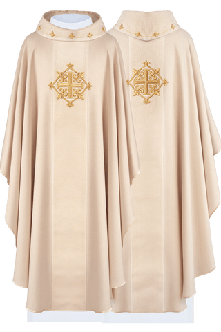 Velvet chasuble with an embroidered Ecru cross