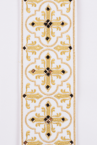 Embroidered chasuble with a band and faceted stones