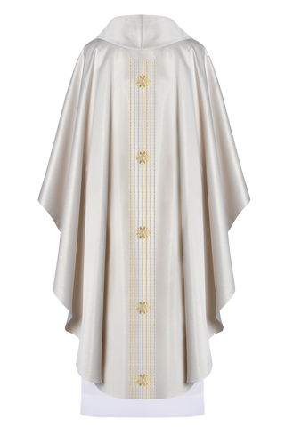 Marian Liturgical Chasuble Made of Shimmering Fabric with Rosary Pattern