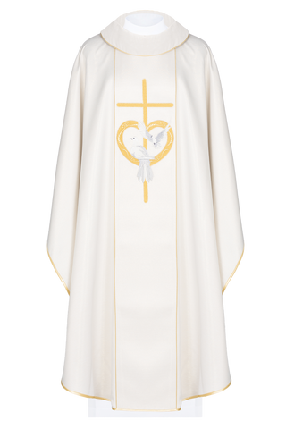 Ecru Wedding Chasuble with Cross and Doves