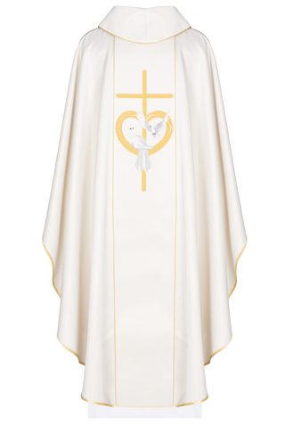 Ecru Wedding Chasuble with Cross and Doves