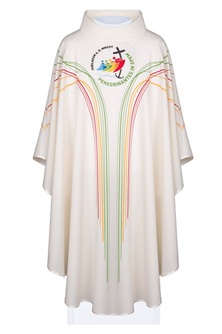 Ecru liturgical chasuble with the Jubilee Rome 2025 logo