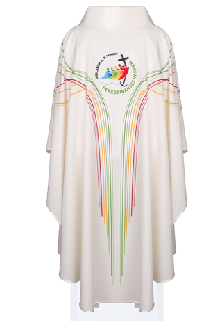 Ecru liturgical chasuble with the Jubilee Rome 2025 logo