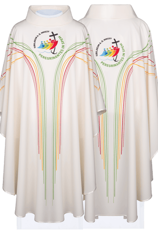 Ecru liturgical chasuble with the Jubilee Rome 2025 logo