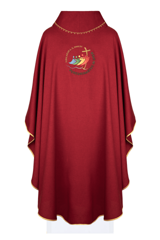 Jubilee Chasuble Rome 2025 with Embroidery and Red Trim on the Collar