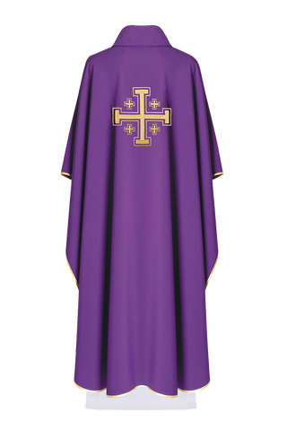 Purple chasuble with an embroidered Jerusalem cross