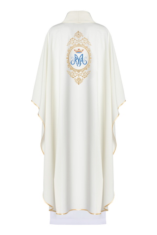 Marian Chasuble with Gold Embroidery and Marian Emblem