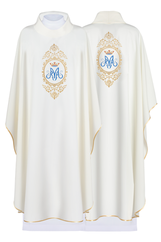 Marian Chasuble with Gold Embroidery and Marian Emblem