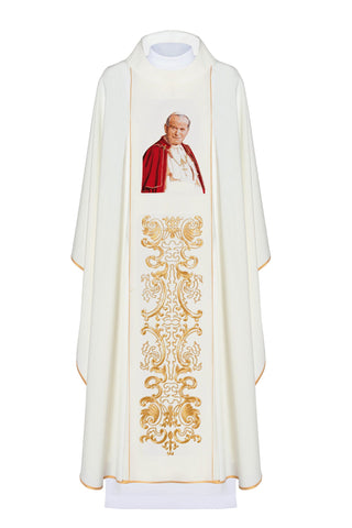 Liturgical Chasuble with the Image of Pope John Paul II and the Papal Coat of Arms