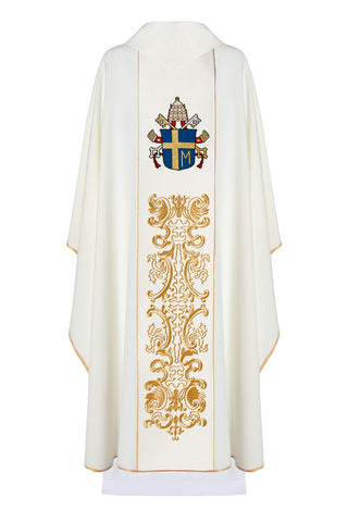 Liturgical Chasuble with the Image of Pope John Paul II and the Papal Coat of Arms