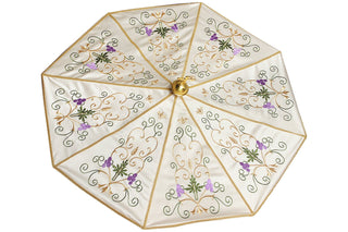 Processional umbrella with a wooden frame and gold-blue embroidery