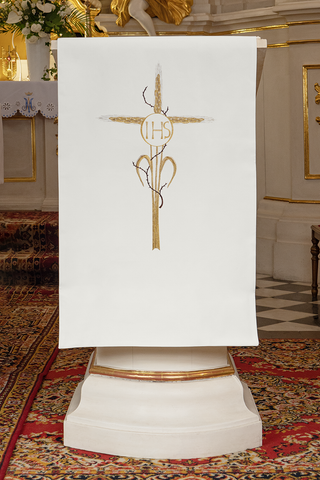 Lectern cloth with Cross and IHS embroidery 55x250 cm