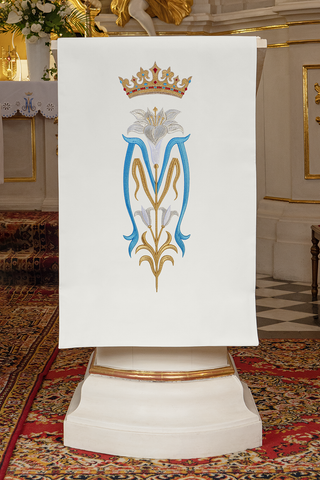 Lectern cloth with Marian embroidery 55x250 cm