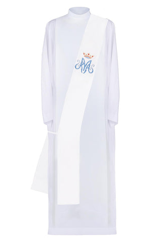 Marian Deacon Stole with Embroidered Marian Symbol