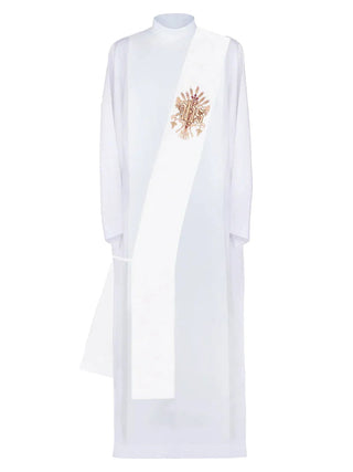 Deacon Stole with IHS Embroidery, Cross, Grapes, and Wheat Ears