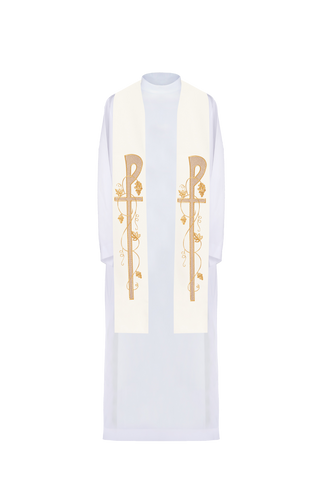 Priestly stole with cross and grapevine embroidery