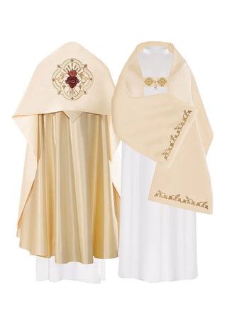 Liturgical humeral veil Sacred Heart of Jesus ecru