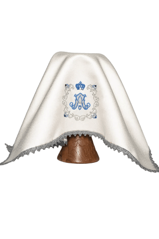 Chalice veil in ecru with blue Marian embroidery and embellishments