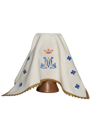 Chalice veil with Marian embroidery and crown in ecru color