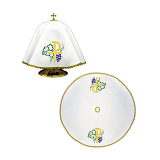 A veil for the ciborium with PAX embroidery and gold lace, diameter 53 cm, made in Poland