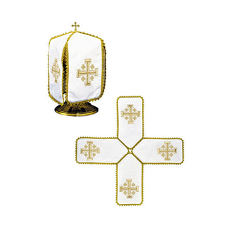 A veil for the ciborium with an embroidered Jerusalem cross and gold lace, made in Poland