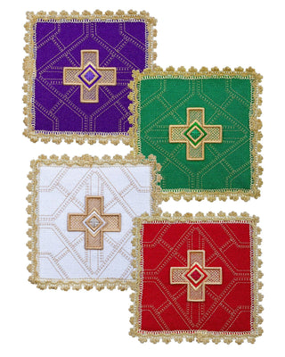 Set of four embroidered eucharistic palls with gold embroidery