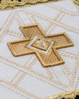 Set of four embroidered eucharistic palls with gold embroidery