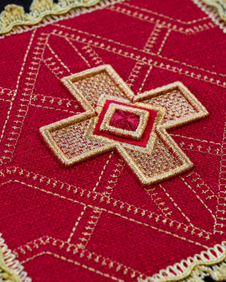 Set of four embroidered eucharistic palls with gold embroidery