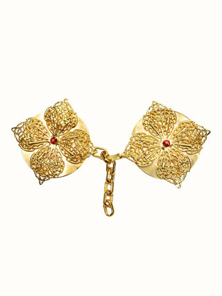 Golden clasp for a cope with a decorative stone - 1 piece